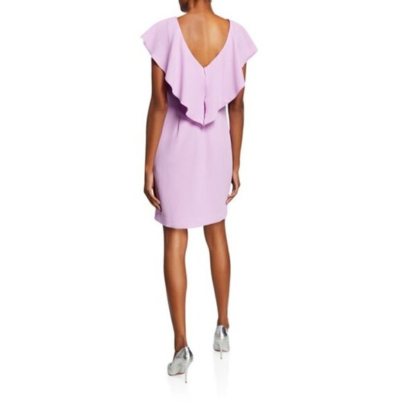 💕TRINA TURK💕 Cameron V-Neck Flounce Dress Lilac - Picture 3 of 8